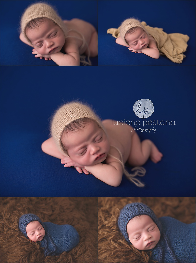 Westchester, NY Newborn Photographer I Blue and Beige Newborn Session I Luciene Pestana Photography
